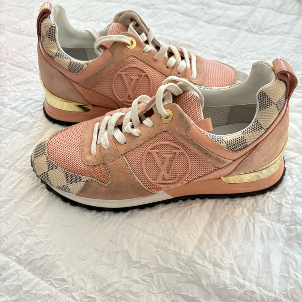 Louis Vuitton Peach and Gold Sneakers for Women